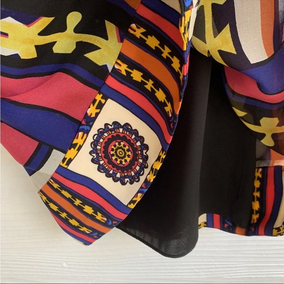 Diane von Furstenberg Silk shift mini dress size 4 bell sleeves multicolor - Picture 8 of 11